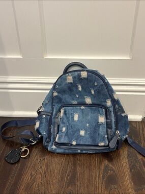 Bari Lynn Girls Distressed Denim Mini Backpack